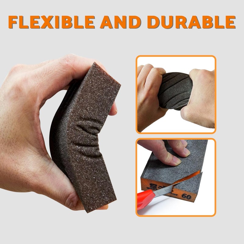 S&F STEAD & FAST Sanding Sponge 6 Pack by S&F STEAD & FAST, Sanding Blocks for Wood Drywall Metal 60 80 120 180 220 320 Coarse Medium Fine Grit, Sand Paper Brick Set with Tack Cloth - Image 4